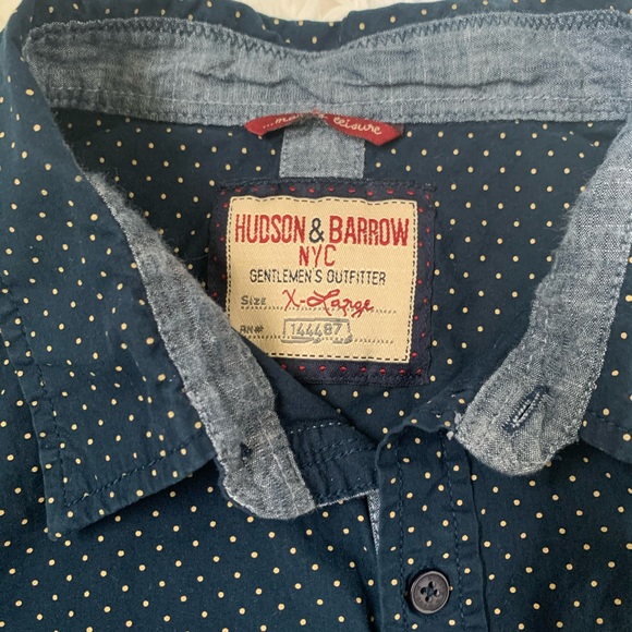 Men’s Navy and tan casual button down - Picture 3 of 4